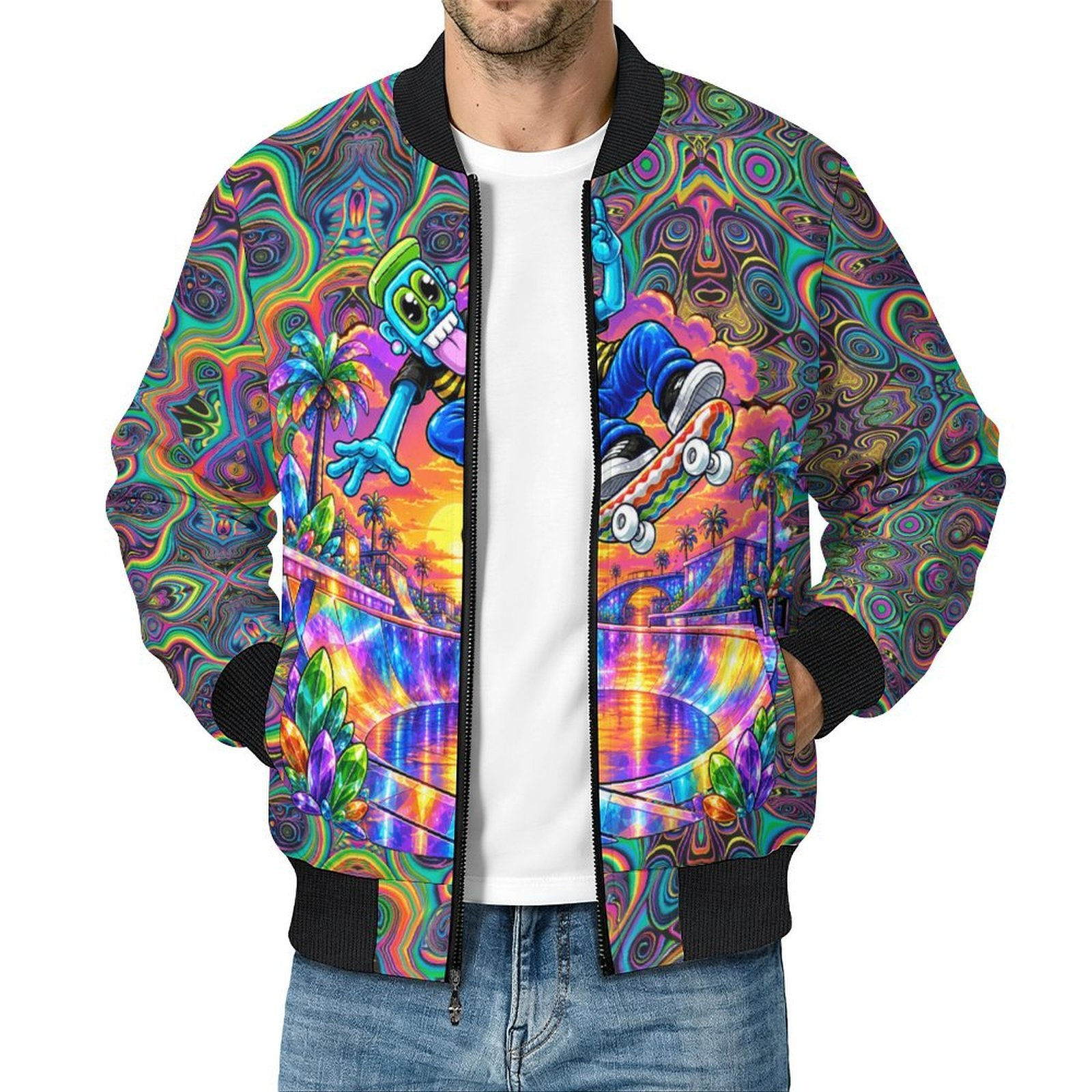 Jackster shreds the scene Men's Casual Zip‑Up Bomber Jacket
