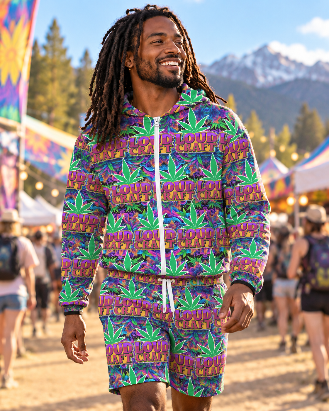 Loud Craft V1 Sun Hoodie & Shorts Set modeled lifestyle image