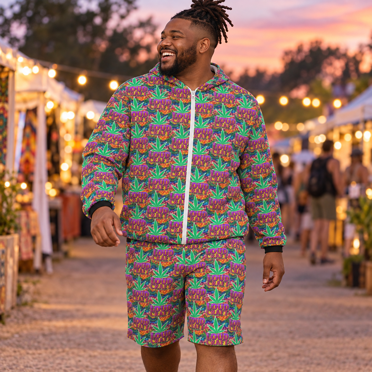 BioMeds v2 autumn Sun Hoodie & Shorts Set modeled lifestyle image