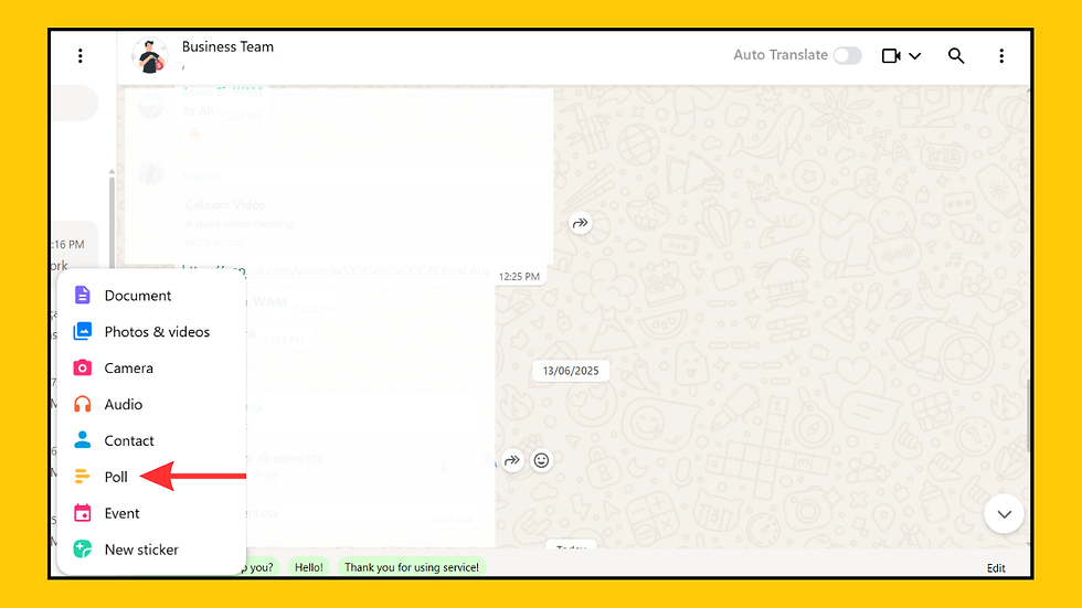 Step 3: Click the Attach Icon and Choose Poll