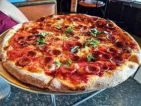 Pepperoni pizza at Cristino's Coal Oven Pizza in Clearwater, Florida