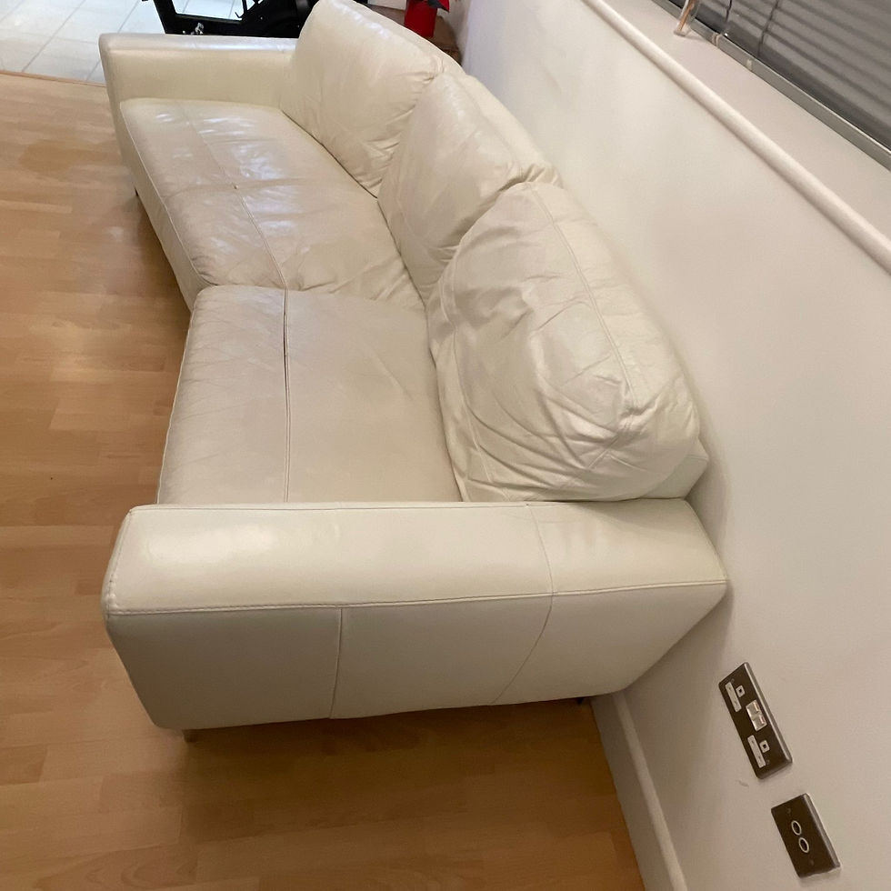 Thumbnail: White Leather sofa 4 seater, in good condition.  