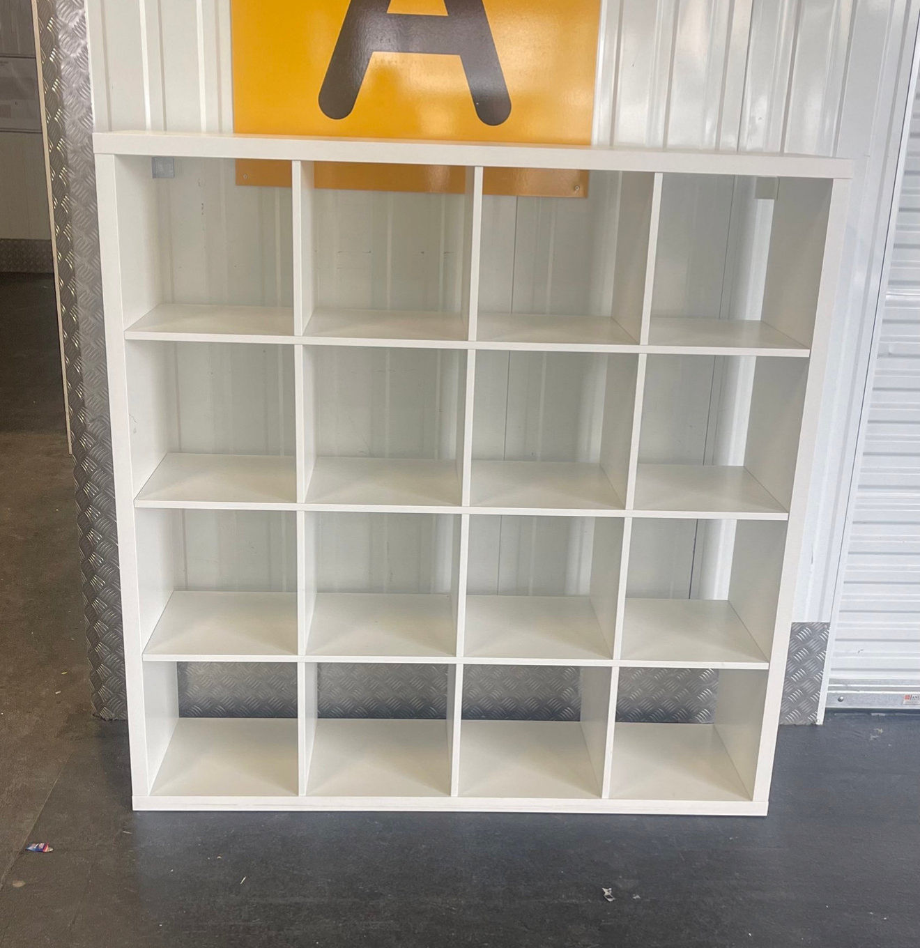 IKEA KALLAX white 4x4 shelving unit, in good condition.  
