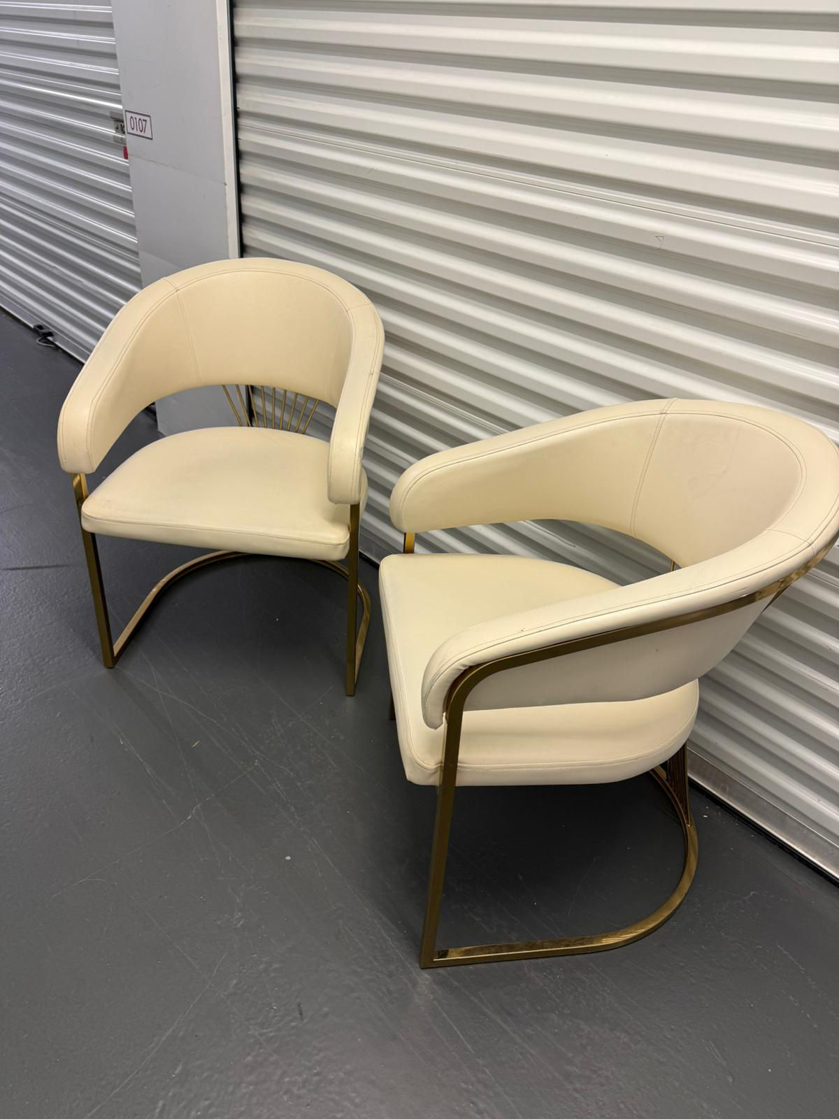 Luxury Modern Accent Chair with Gold Metal Frame, in good condition. 