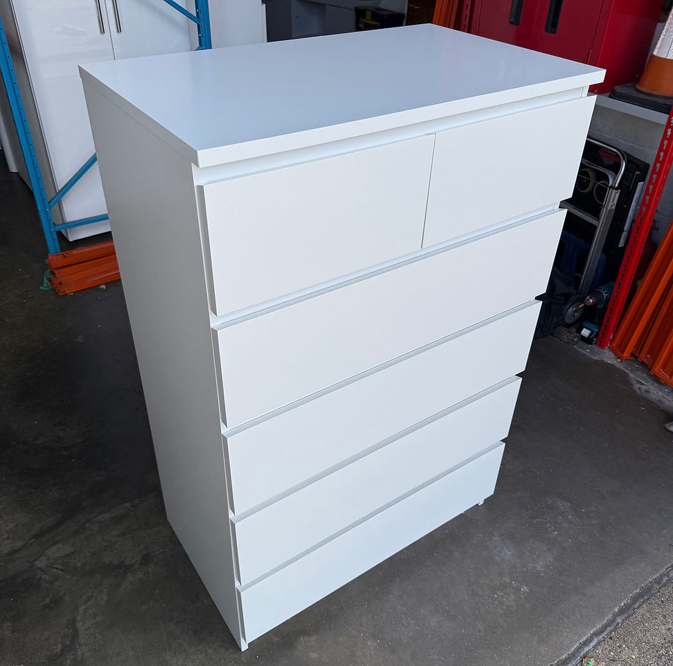Thumbnail: IKEA MALM chest of 6 drawers, white, in good condition. 