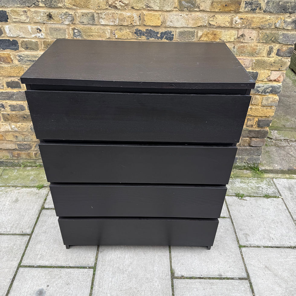 Thumbnail: IKEA MALM chest of 4 drawers, brown black, in good condition.