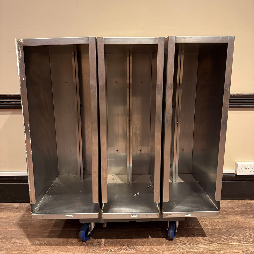 Thumbnail: Pizza boxes Stainless Steel Free-Standing shelves, in good condition. 