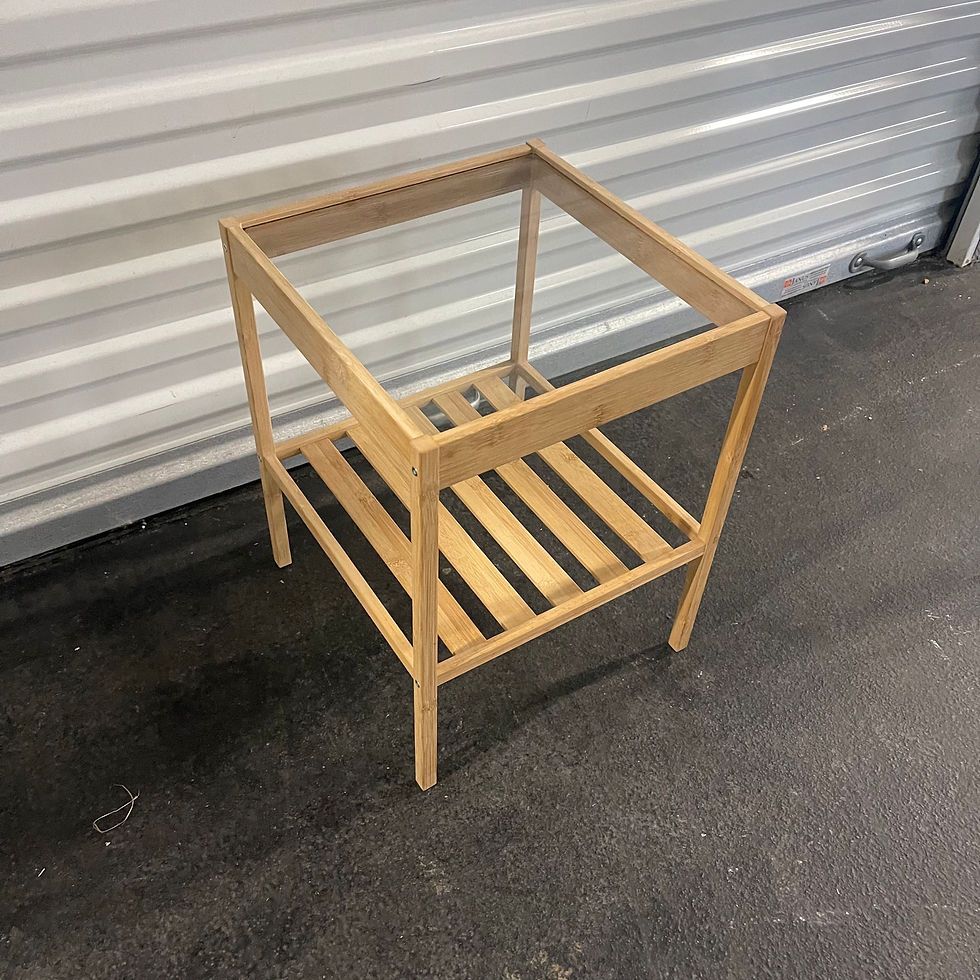 Thumbnail: Oak single bedside with glass top , in good condition.  