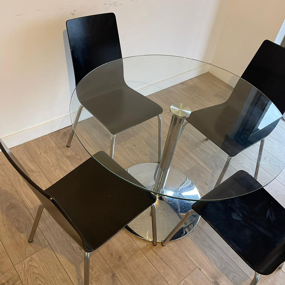 Thumbnail: Round Dining Set Table and 4 Chairs, in good condition.  