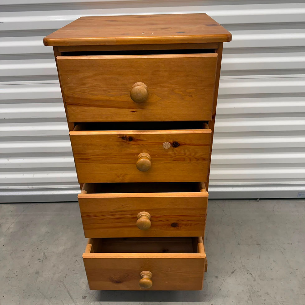Thumbnail: Wooden oak single bedside with 4 drawer, in good condition. 