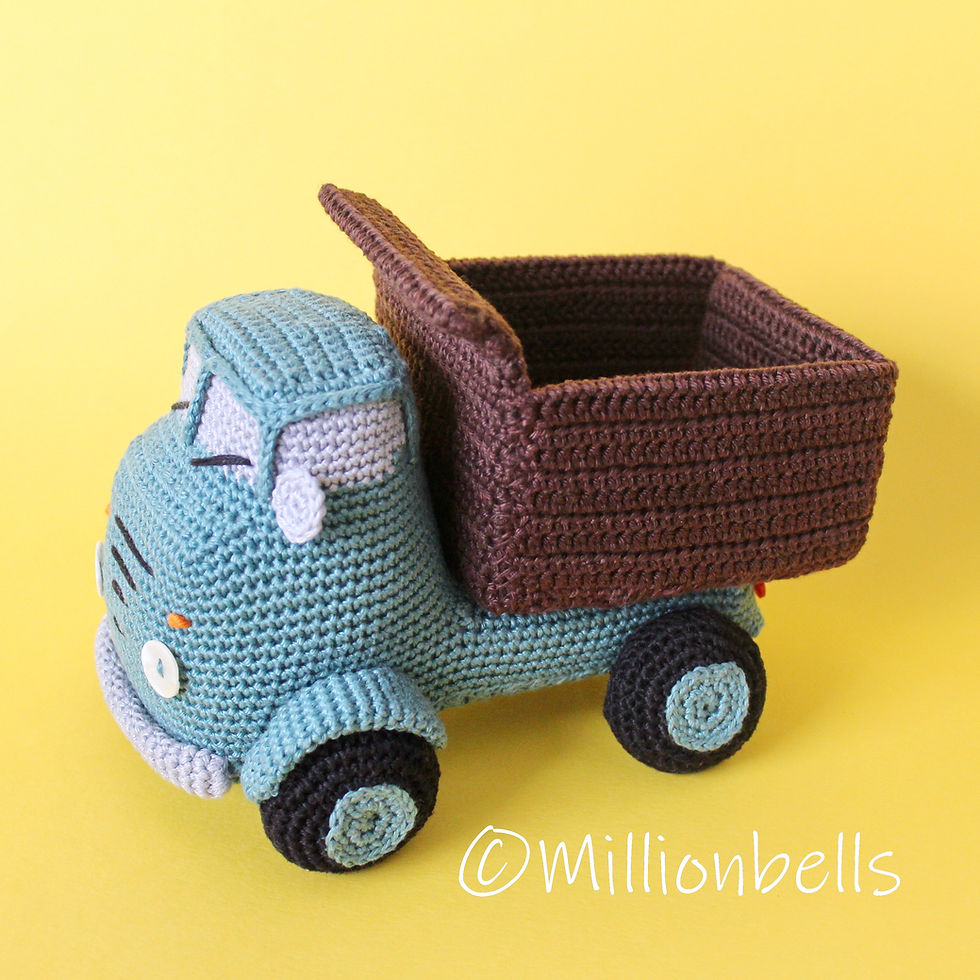 Thumbnail: Cute petrol colored classic dump truck amigurumi