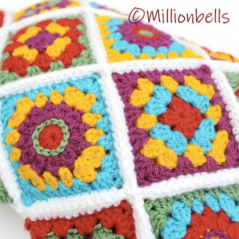 Thumbnail: Detail of granny and flower square crocheted