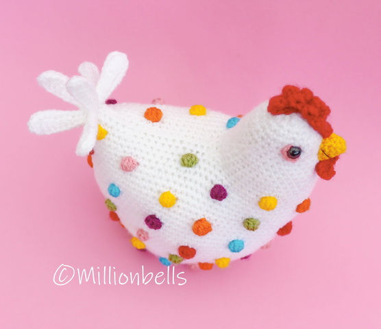 Thumbnail: Top view amigurumi crochet chicken with dots