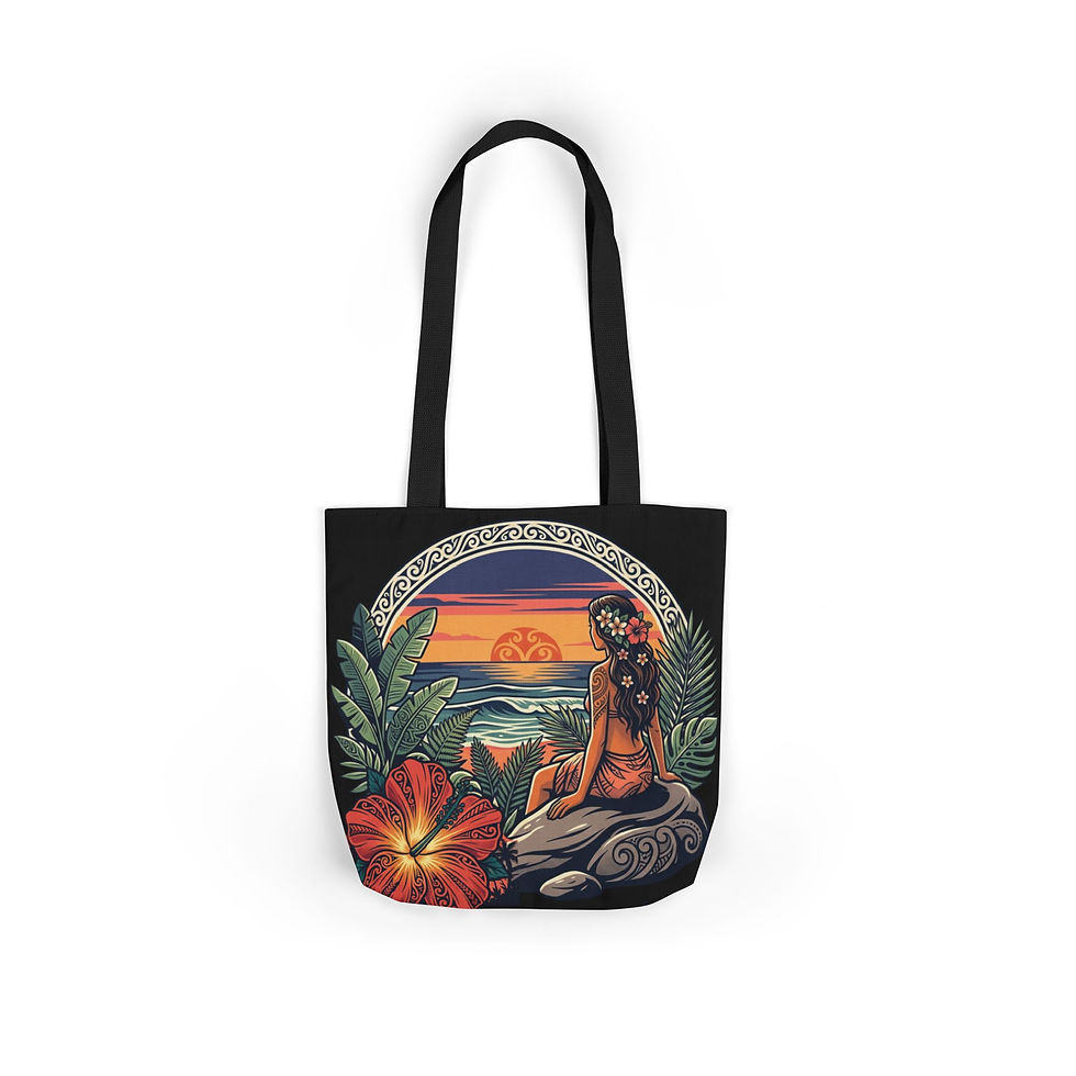 Thumbnail: Tropical Sunset Canvas Tote — Hula Girl Beach Bag