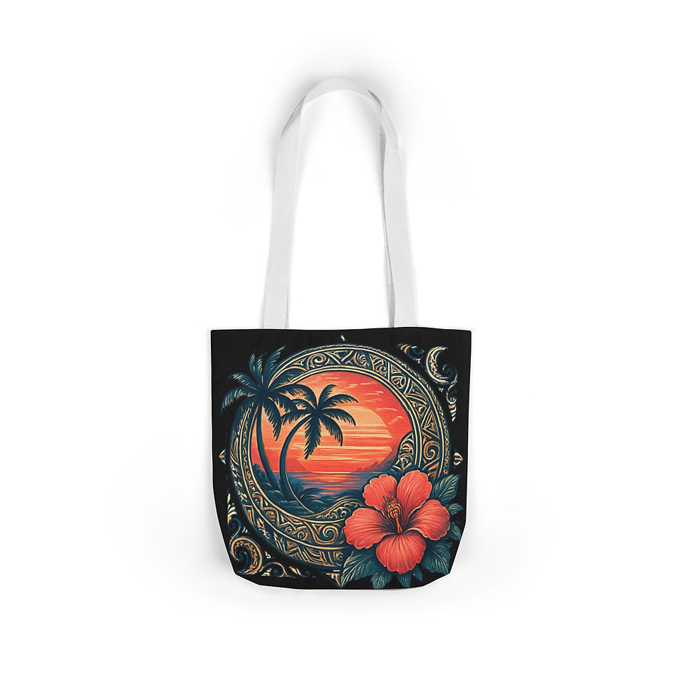 Thumbnail: Hawaiian Floral Tote Bag Tropical Canvas Beach & Shopping Bag, Gift for Her