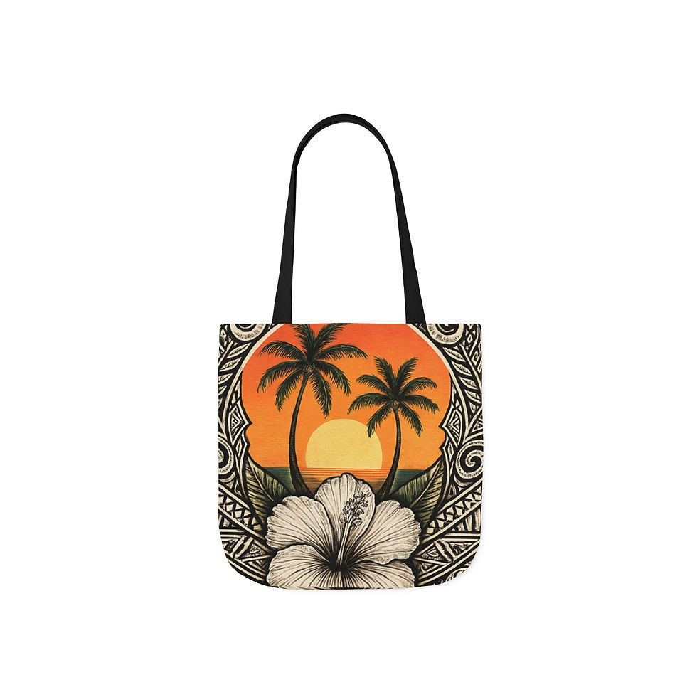 Thumbnail: Tropical Sunset Tote Bag Colorful Canvas Beach & Shopping Bag, Gift for Her