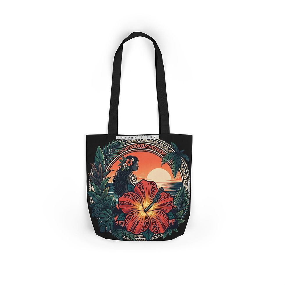 Thumbnail: Tote Bag — Tropical Sunset Hibiscus Design