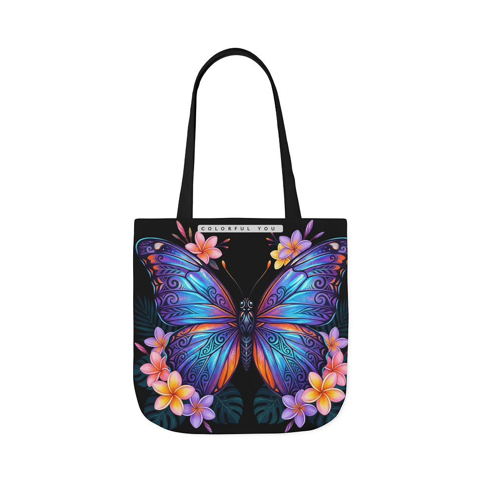 Thumbnail: Colorful Butterfly Canvas Tote Bag — Vibrant Floral Butterfly Print Tote