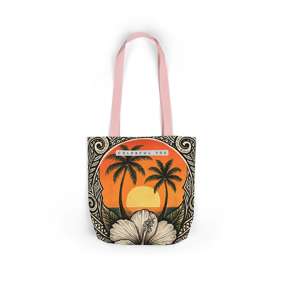 Thumbnail: Tropical Sunset Tote Bag Colorful Canvas Beach & Shopping Bag, Gift for Her