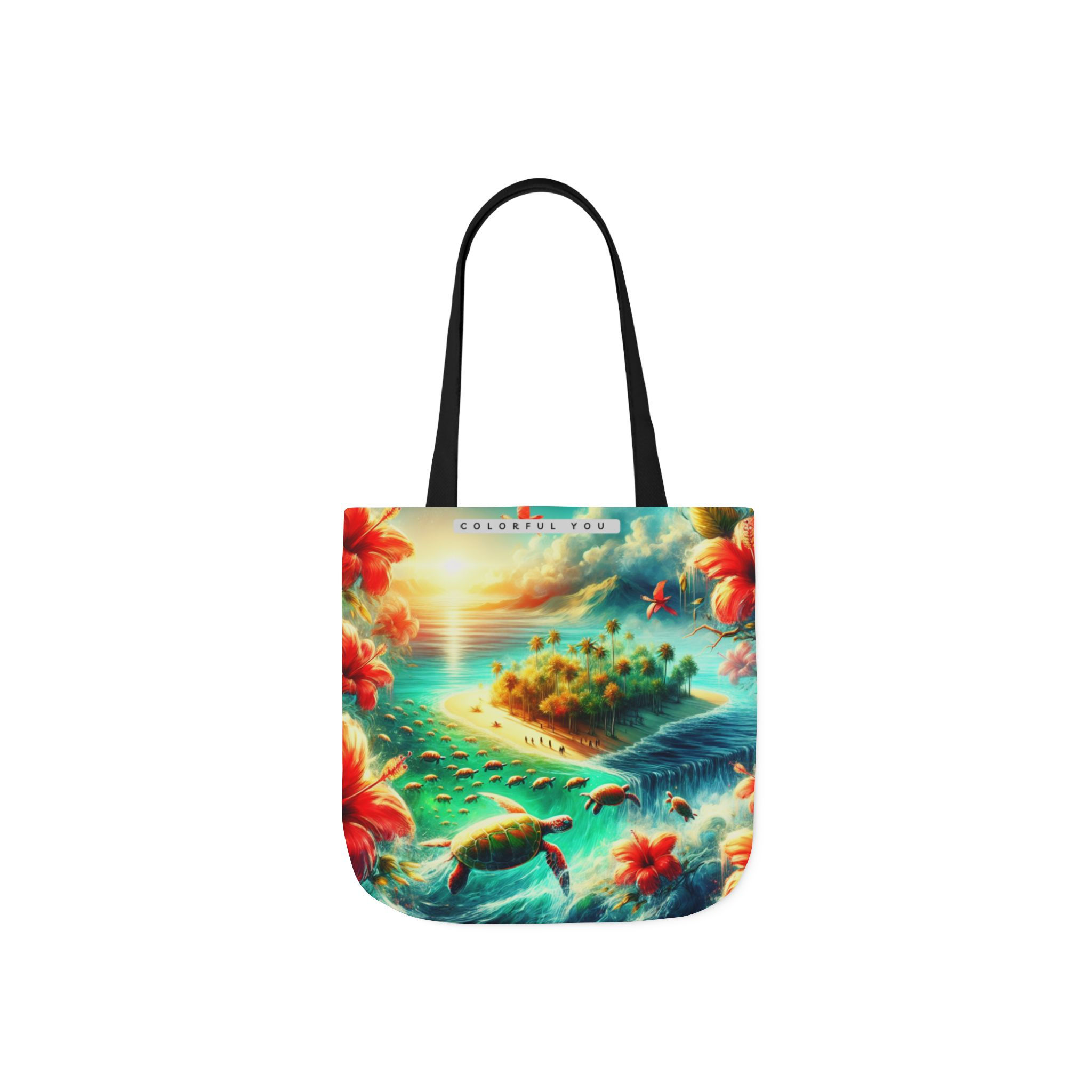 Tote Bag — Tropical Island Sea Turtle Canvas Tote