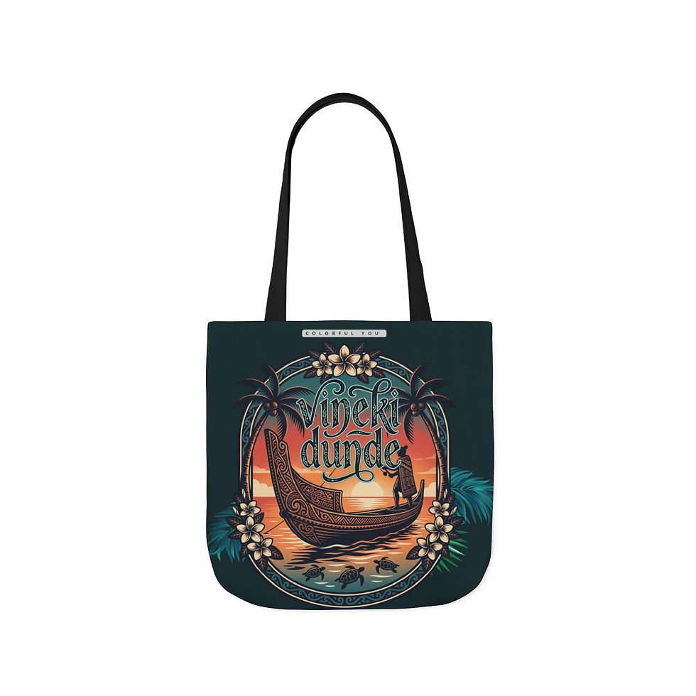 Thumbnail: Vineki Dunde Tropical Sunset Tote Bag -  Canvas Beach Tote