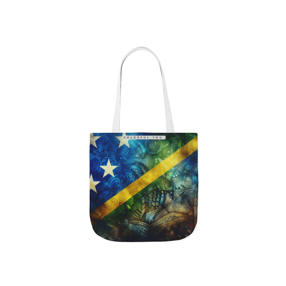 Thumbnail: Solomon Islands Flag Canvas Tote Bag — Tropical Patriotic Beach Tote