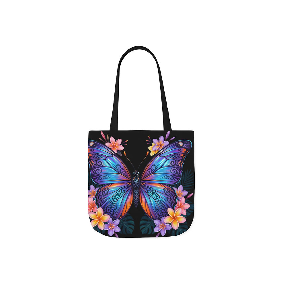Thumbnail: Colorful Butterfly Canvas Tote Bag — Vibrant Floral Butterfly Print Tote