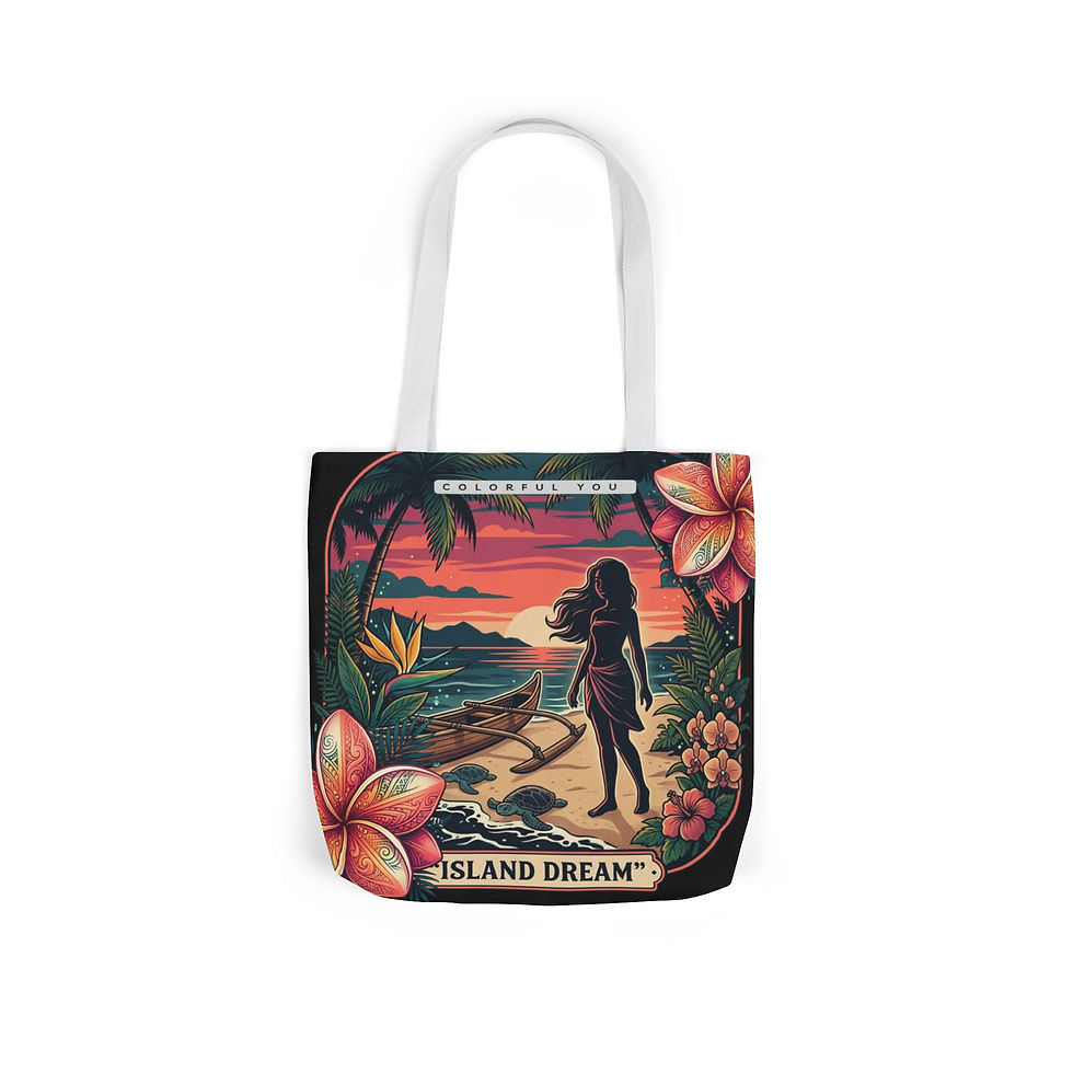 Thumbnail: Island Dream Canvas Tote Bag — Tropical Sunset Beach Design