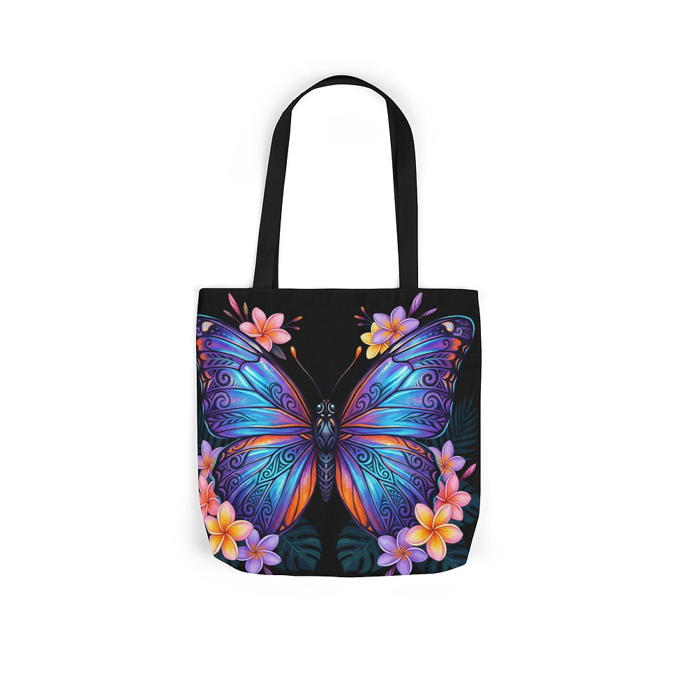 Thumbnail: Colorful Butterfly Canvas Tote Bag — Vibrant Floral Butterfly Print Tote