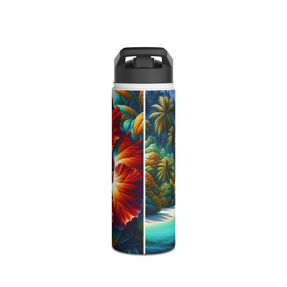 Thumbnail: Tropical Hibiscus Insulated Water Bottle – Floral Steel Bottle, Cold 24 Hrs