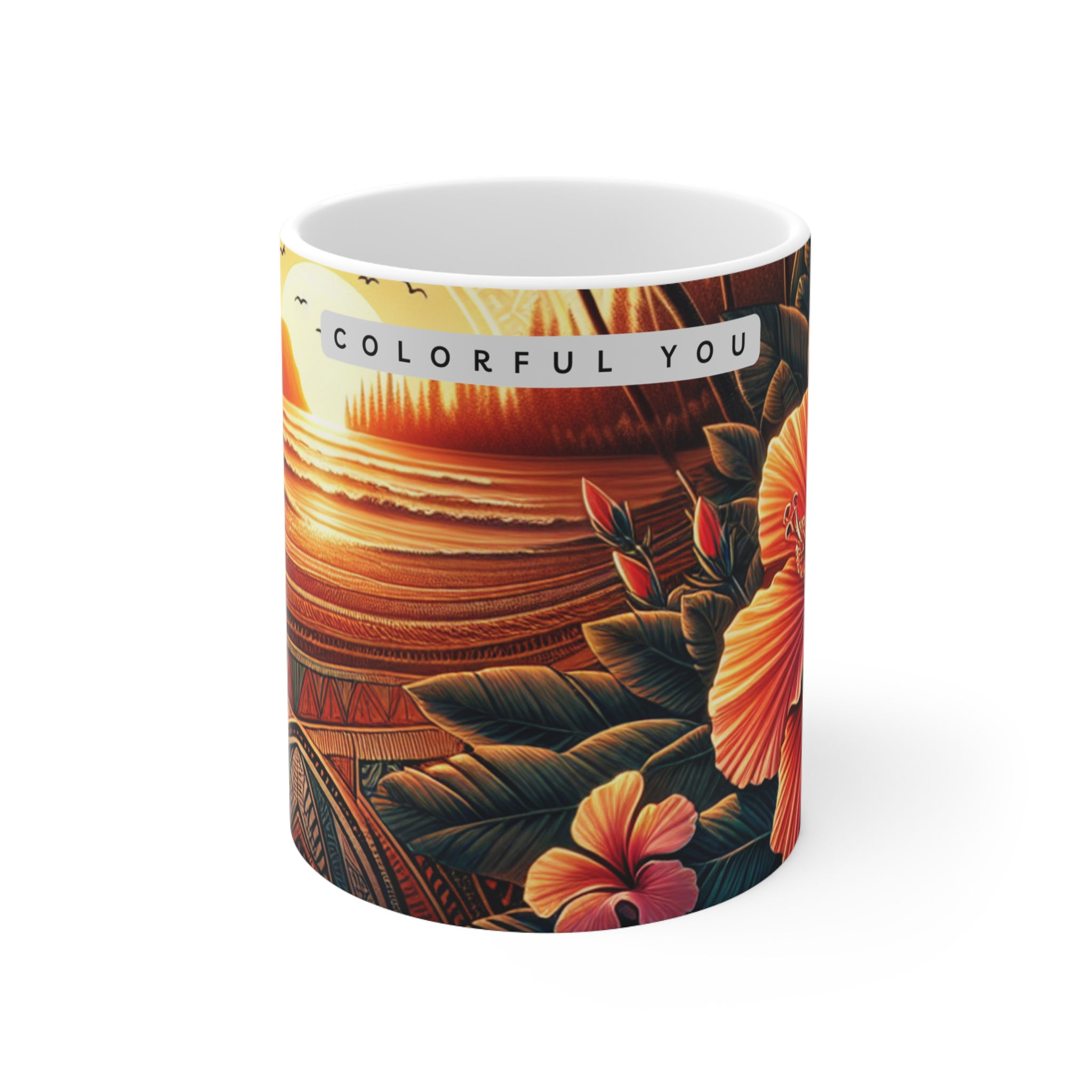 Colorful Floral Ceramic Mug 11oz & 15oz Coffee Cup, Gift for Tea Lovers
