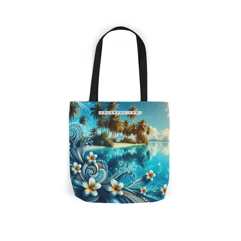 Thumbnail: Tropical Plumeria Canvas Tote — Beach Paradise Floral Tote Bag