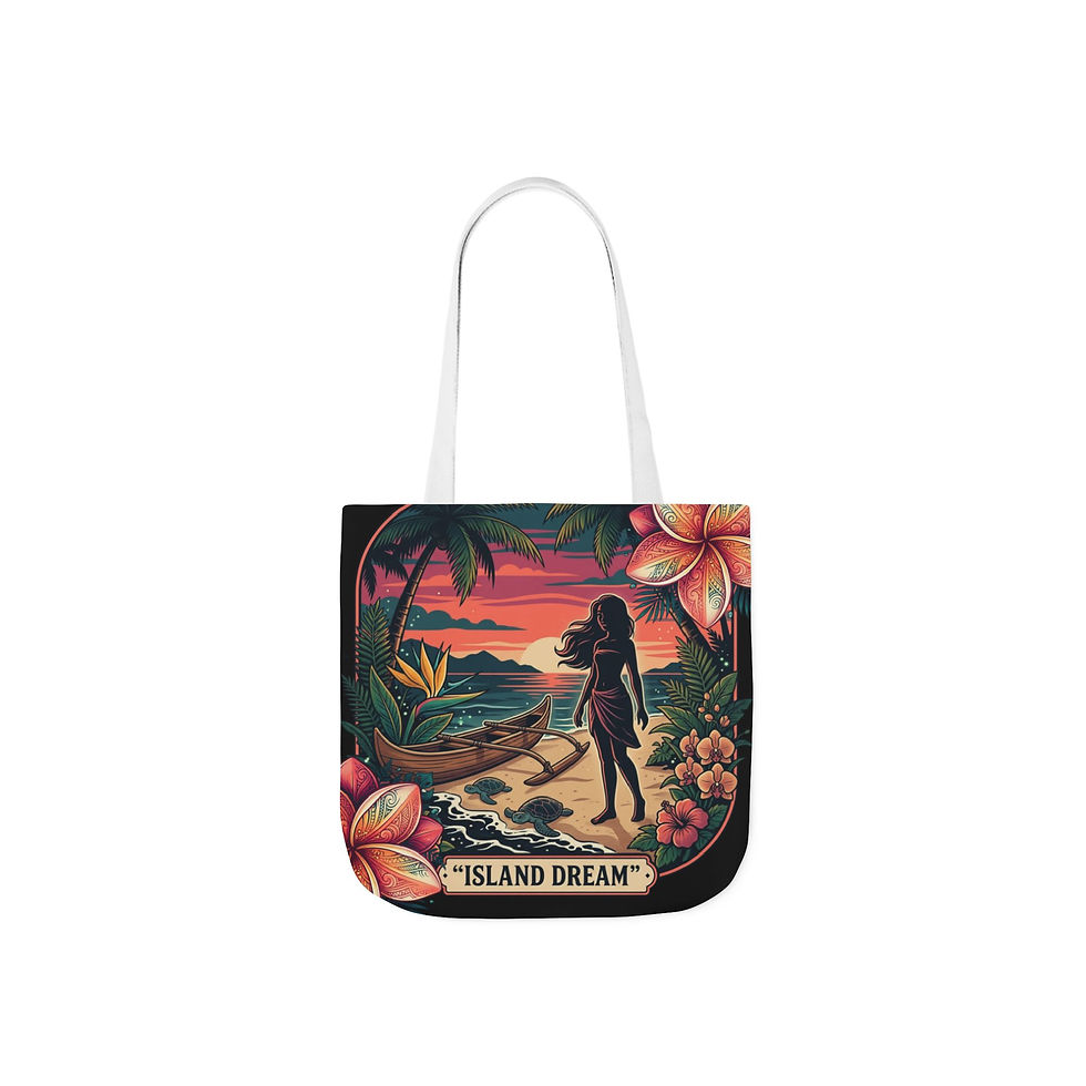 Thumbnail: Island Dream Canvas Tote Bag — Tropical Sunset Beach Design