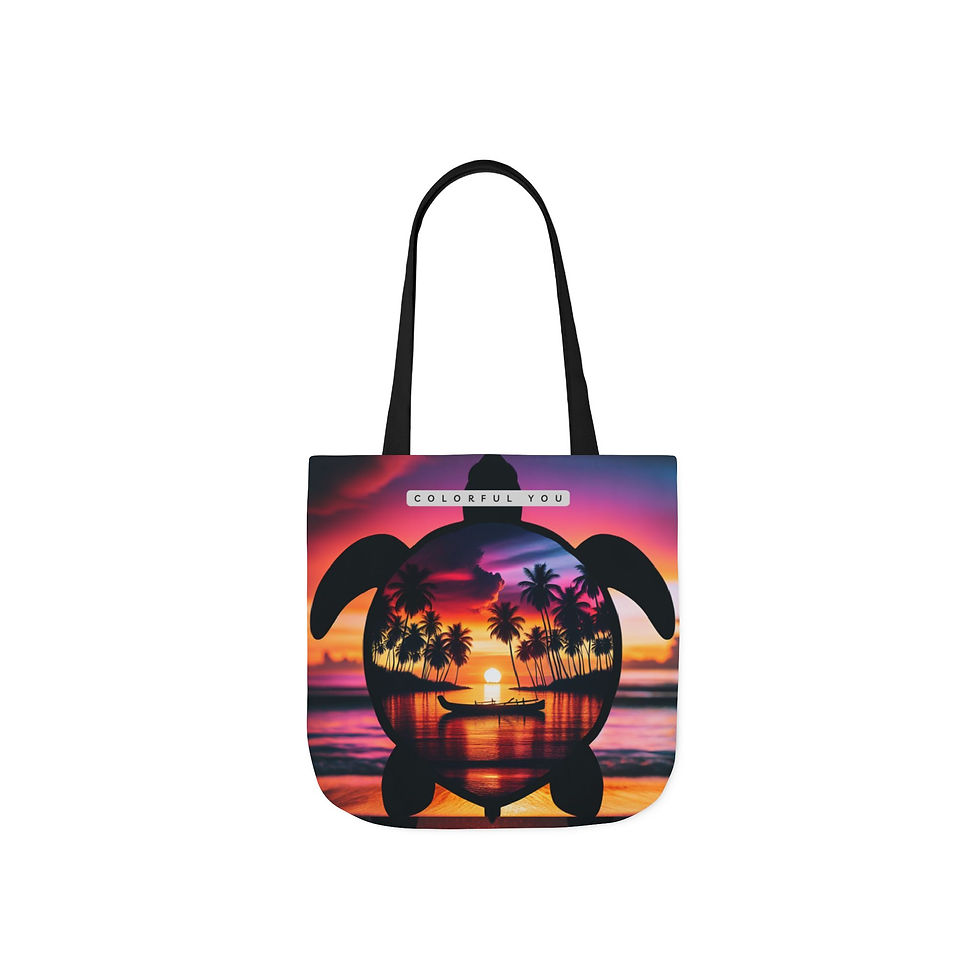Thumbnail: Tropical Sea Turtle Tote Bag Canvas Beach & Shopping Bag, Ocean Lover Gift