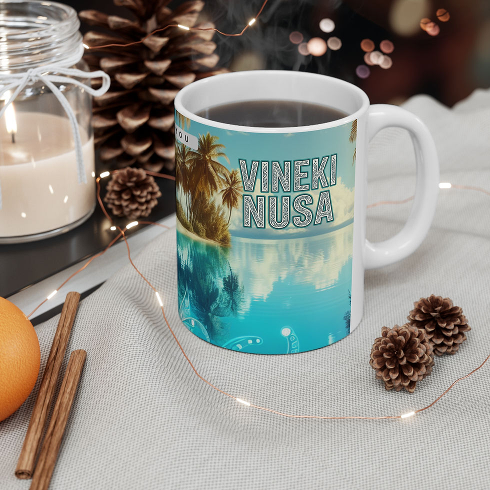 Thumbnail: Vineki Nusa Tropical Blue Mug Ocean Beach Ceramic Coffee Cup, 11oz/15oz