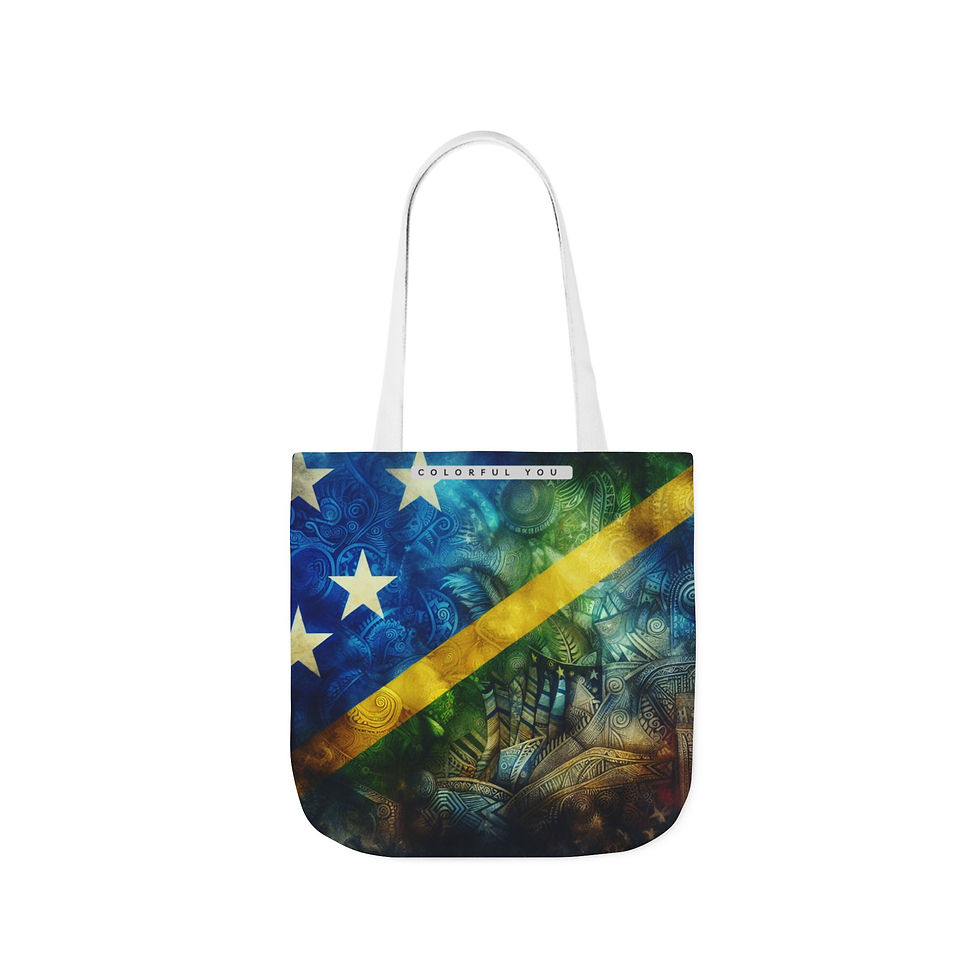 Thumbnail: Solomon Islands Flag Canvas Tote Bag — Tropical Patriotic Beach Tote