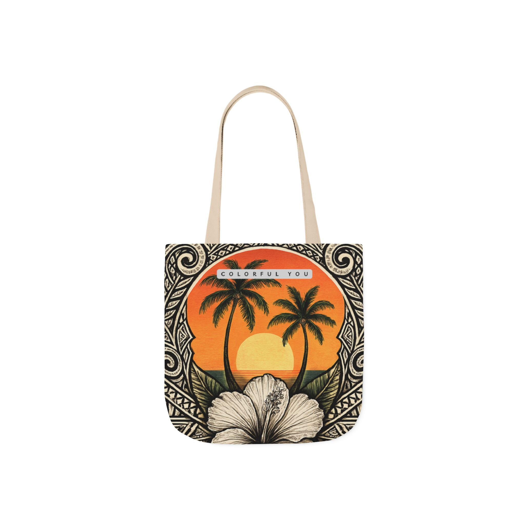 Tropical Sunset Tote Bag Colorful Canvas Beach & Shopping Bag, Gift for Her