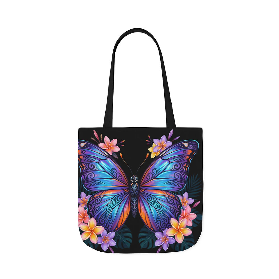 Thumbnail: Colorful Butterfly Canvas Tote Bag — Vibrant Floral Butterfly Print Tote