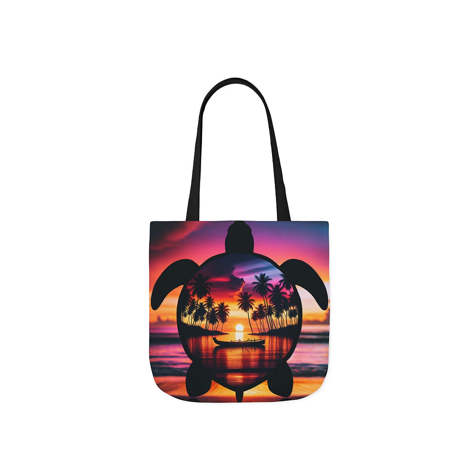 Thumbnail: Tropical Sea Turtle Tote Bag Canvas Beach & Shopping Bag, Ocean Lover Gift