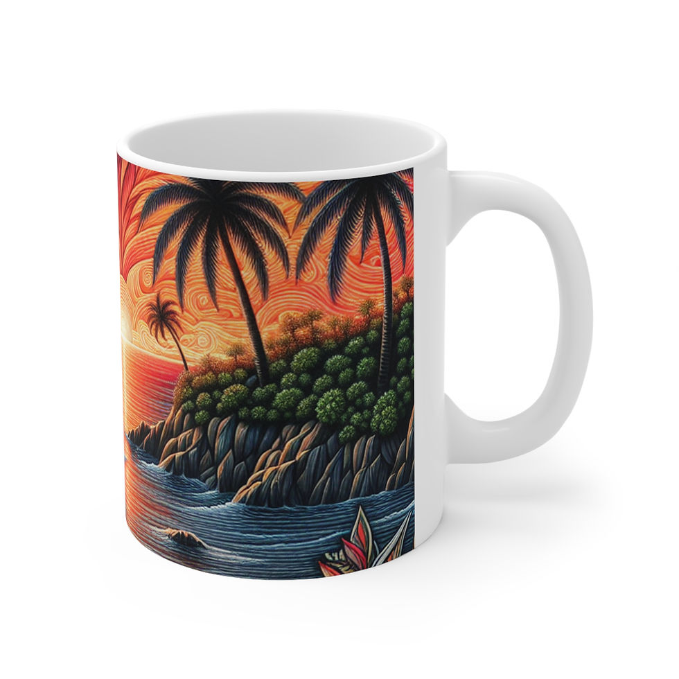 Thumbnail: Sunset Turtle Coffee Mug — Tropical Beach Sunset Ceramic Cup (11oz & 15oz)