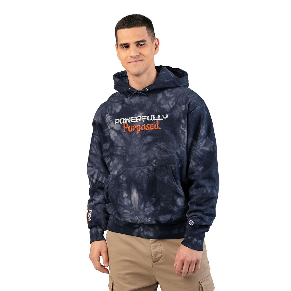 Thumbnail: Powerfully Purposed Tie-Dye Hoodie — Embroidered Champion Style