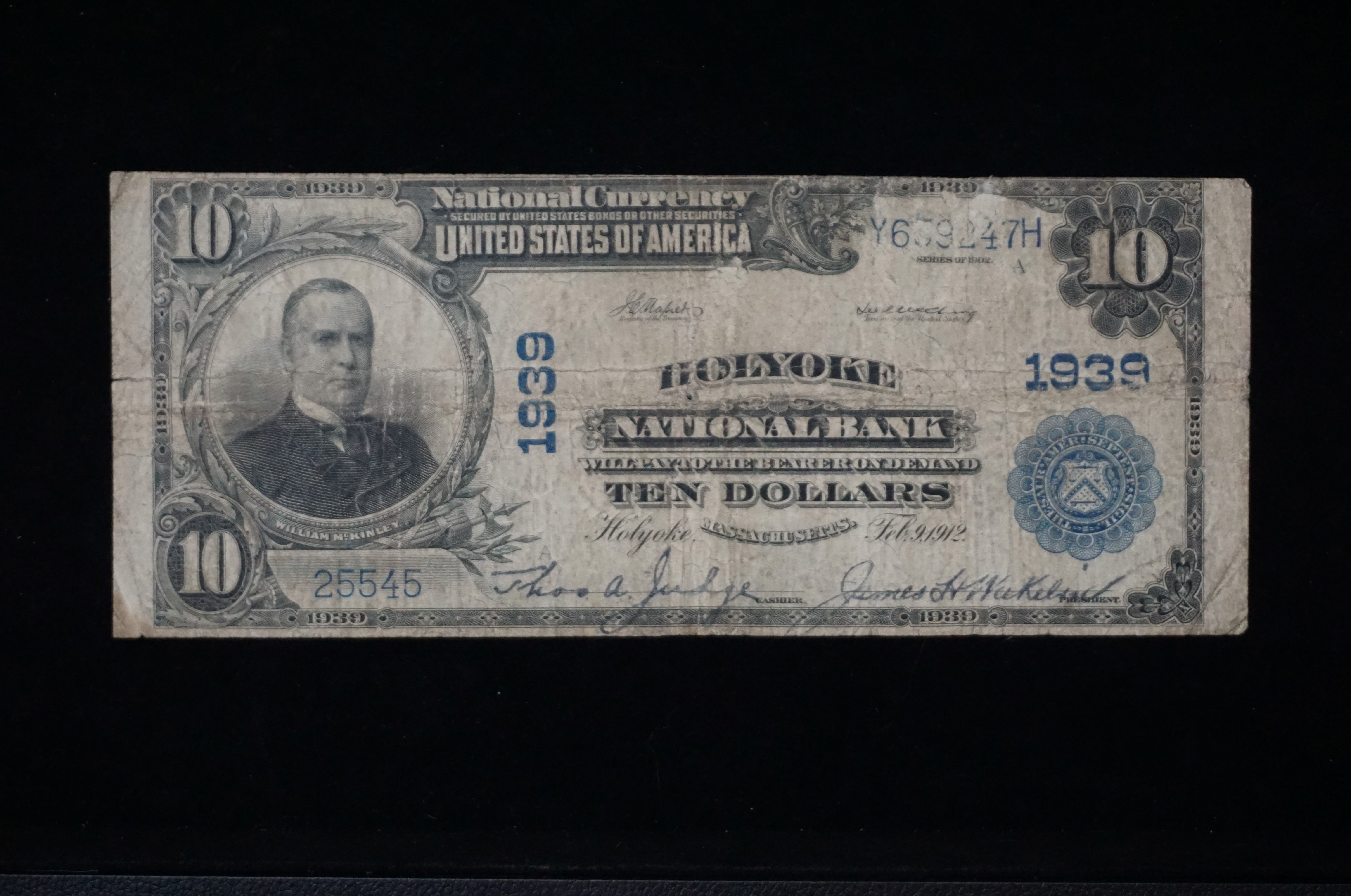 $10 Holyoke National Bank, Holyoke, MA Charter #1939