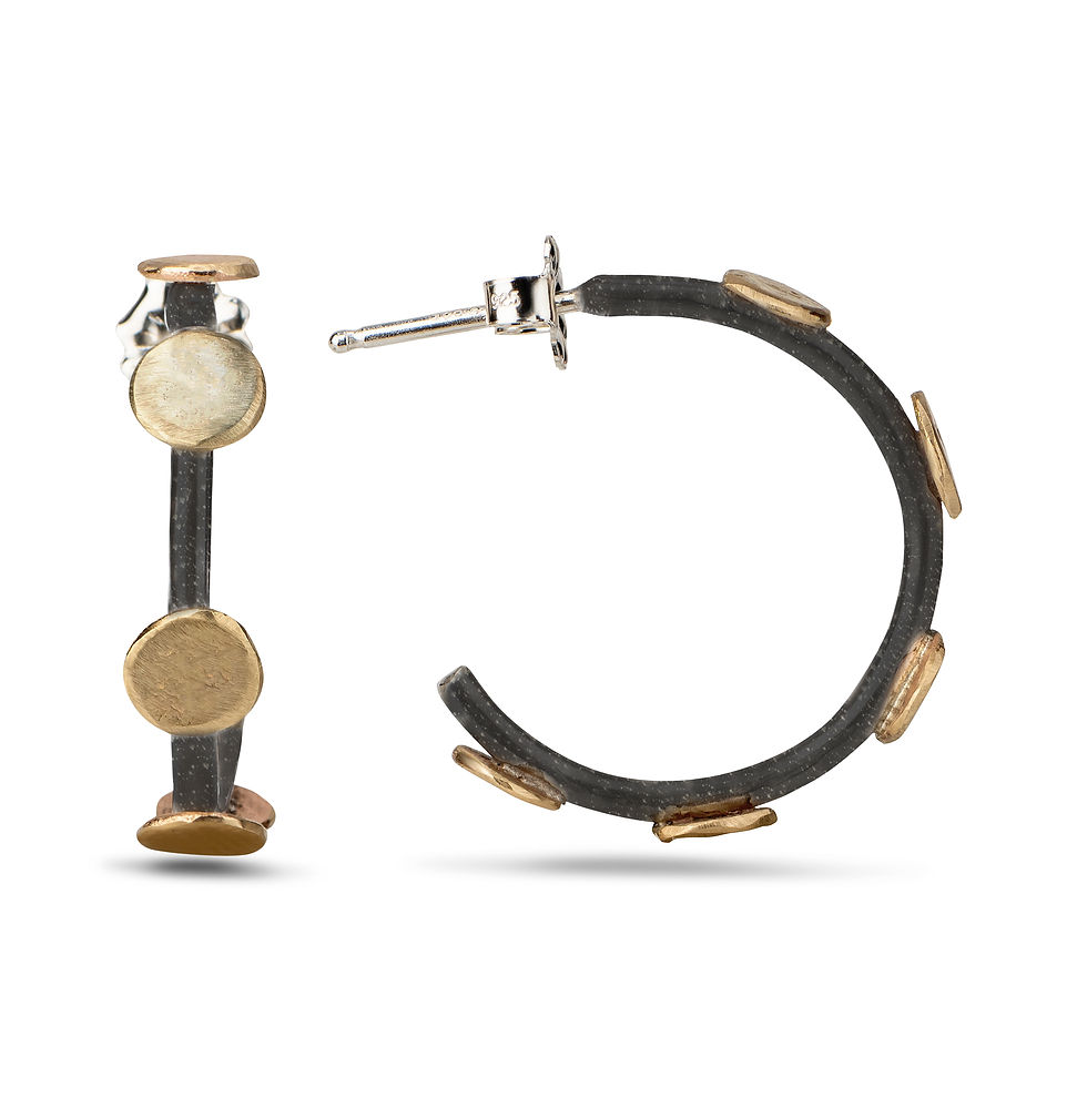 Thumbnail: Mixed Metal Dot Hoop Earrings