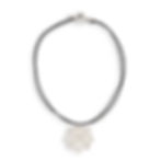 Silver pendant necklace with black cord, a stunning piece of jewelry.