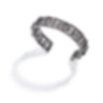 Open silver cuff bracelet, intricate weave design, isolated on white background