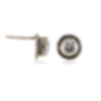Silver stud earrings with small, clear gemstones. RC Studio Jewelry.