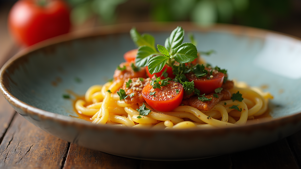 Close-up view of a beautifully arranged gourmet dish
