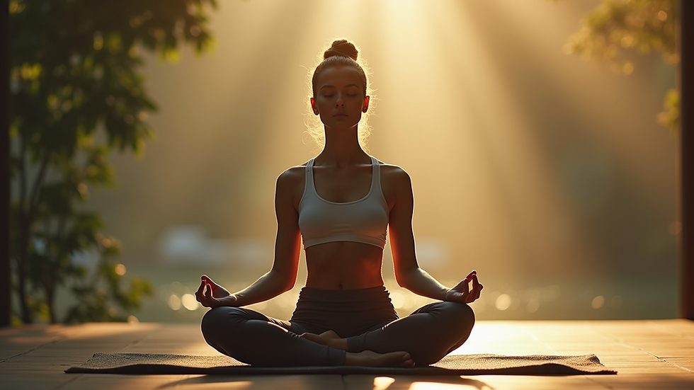 Close-up view of a person practicing deep breathing in a serene environment