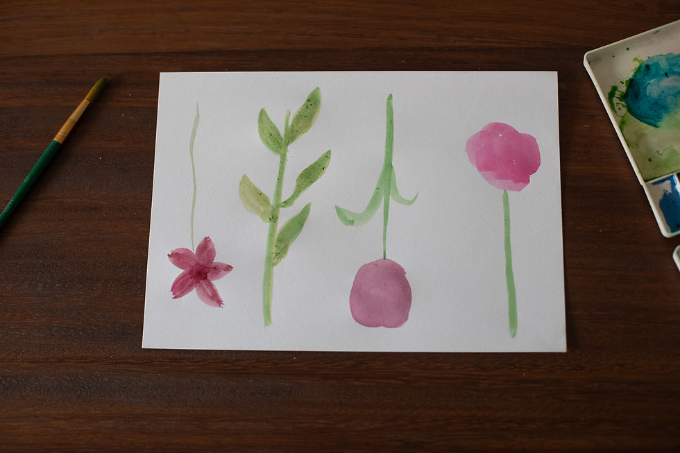 Flores pintadas con acuarelas