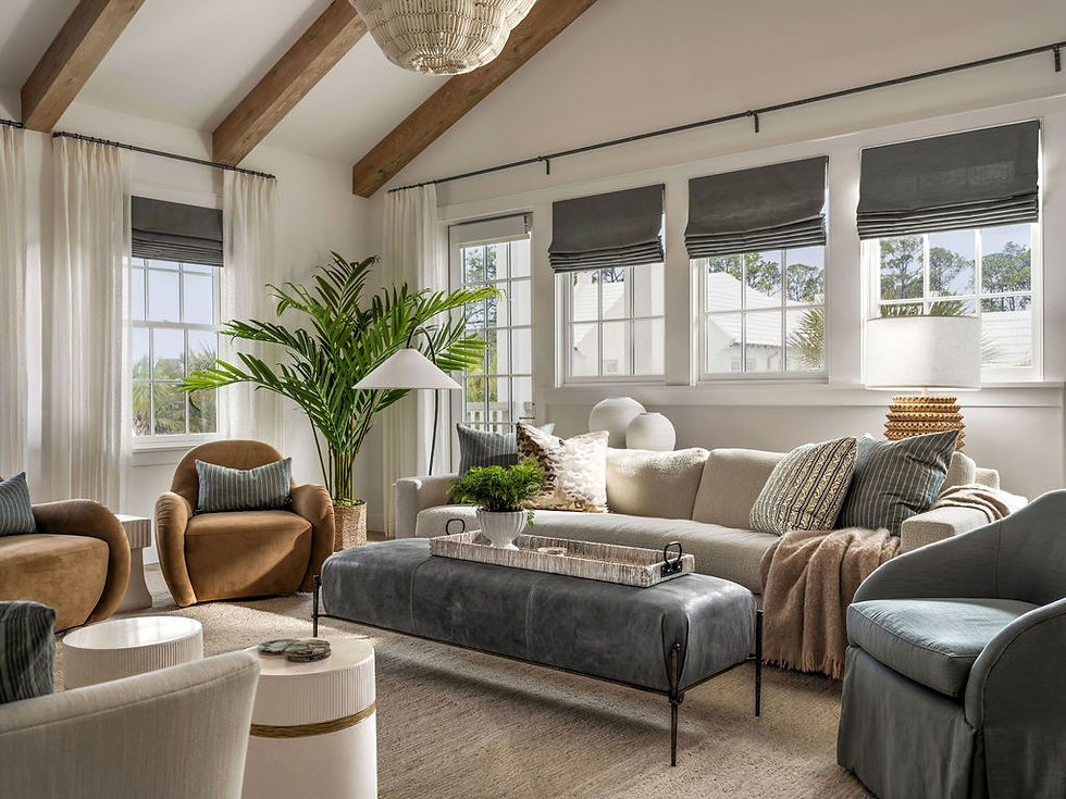 sofa in tv lounge at a new build home in Alys Beach, 30A Florida 